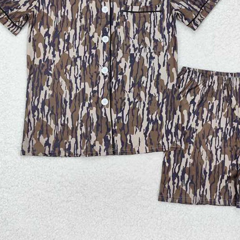 USA Shop (in stock)GSSO1537Women's Bottomland Camo Summer Pajamas Button down Long Sleeve Sleepwear Adult Comfortable Soft Polyester Blend