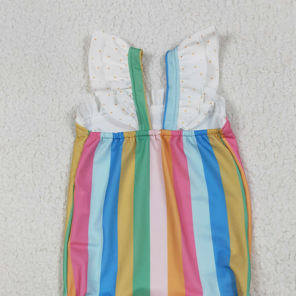 6.10 S0550 RTS NO MOQ Baby Girls Summer Swimsuits baby girl clothes colorful striped swimsuit