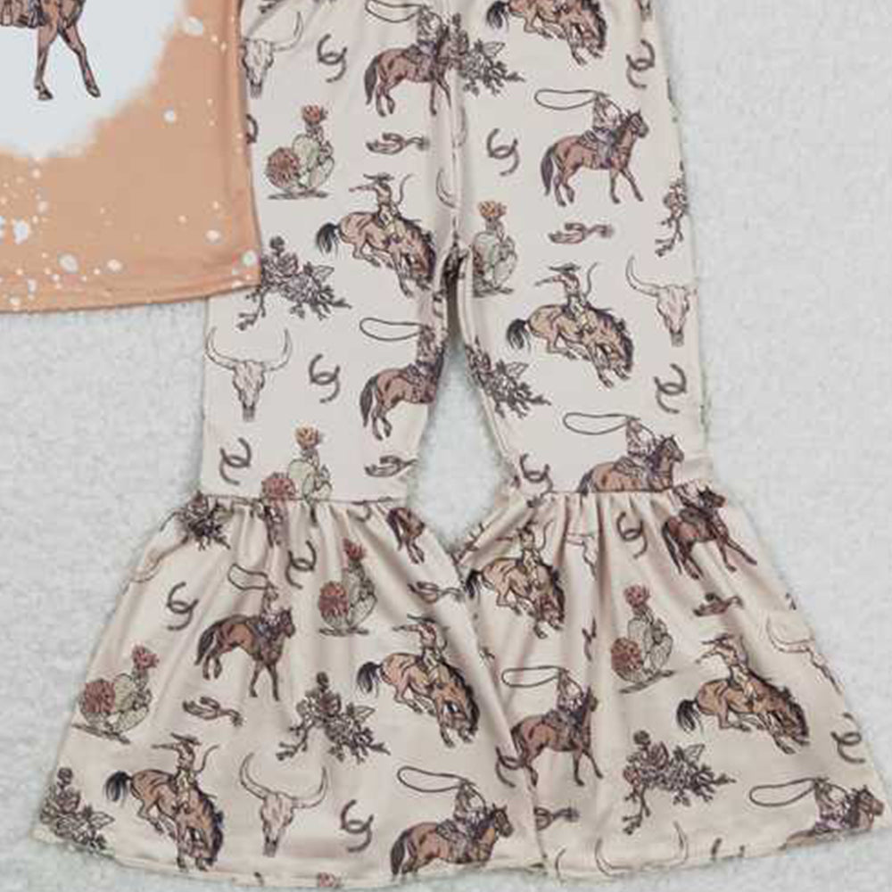GSPO1437 New Rts No Moq 8-9 Days By Air Arrived it Bleached rodeo top bell bottom pants girls clothes