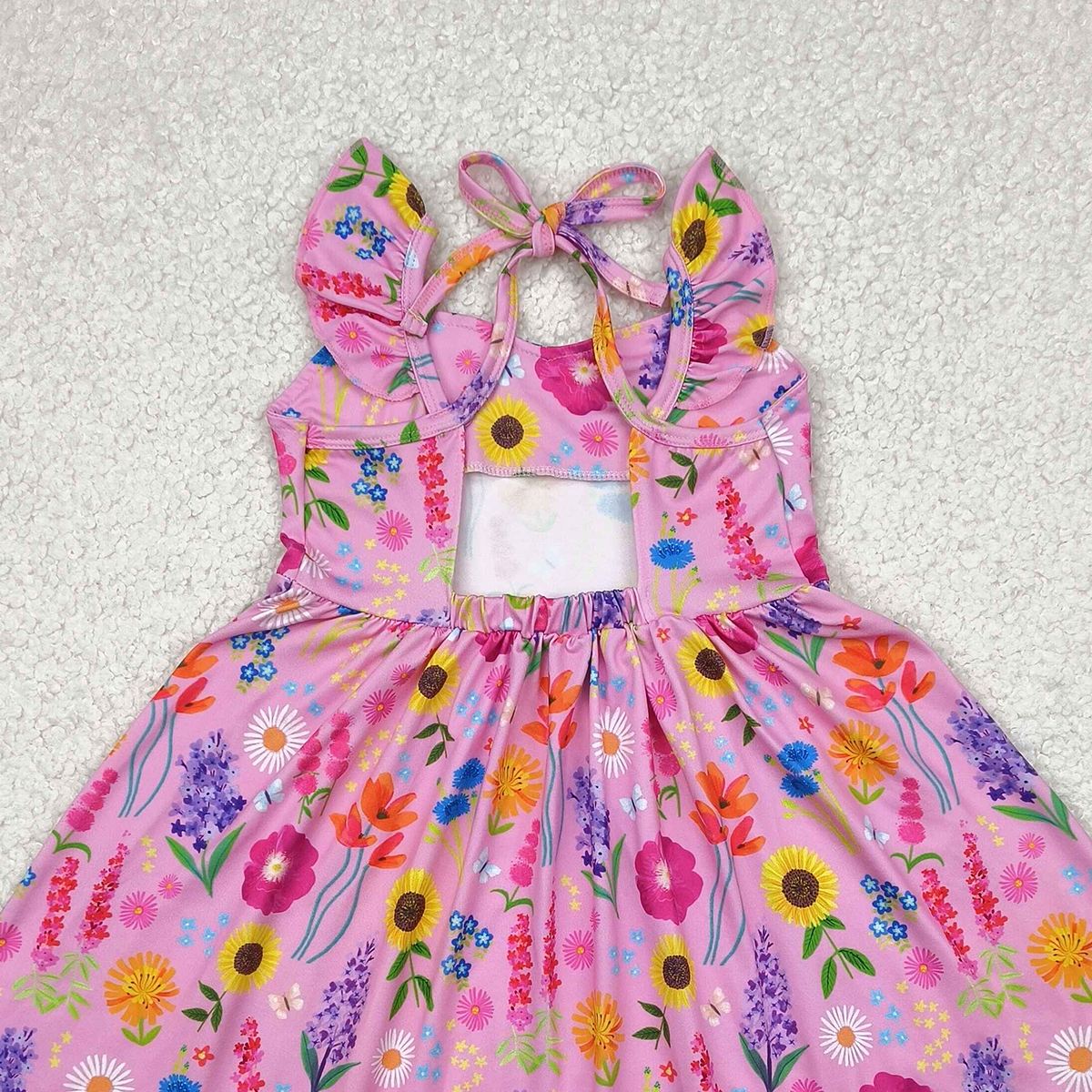 4.17 GSD2208 RTS NO MOQ Baby Girls Summer Dress baby girl clothes floral flying sleeve dress