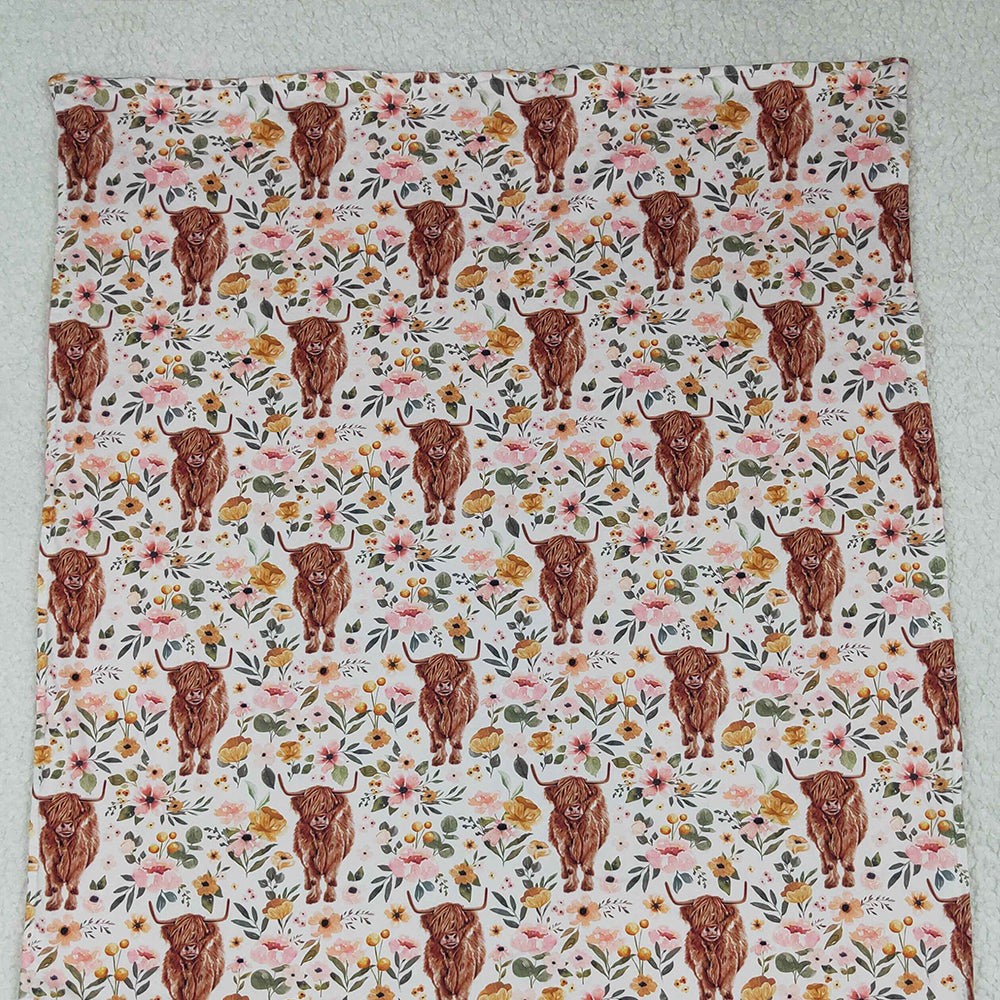 BL0011 RTS NO MOQ Baby Blankets Baby Girls pink cow western blankets