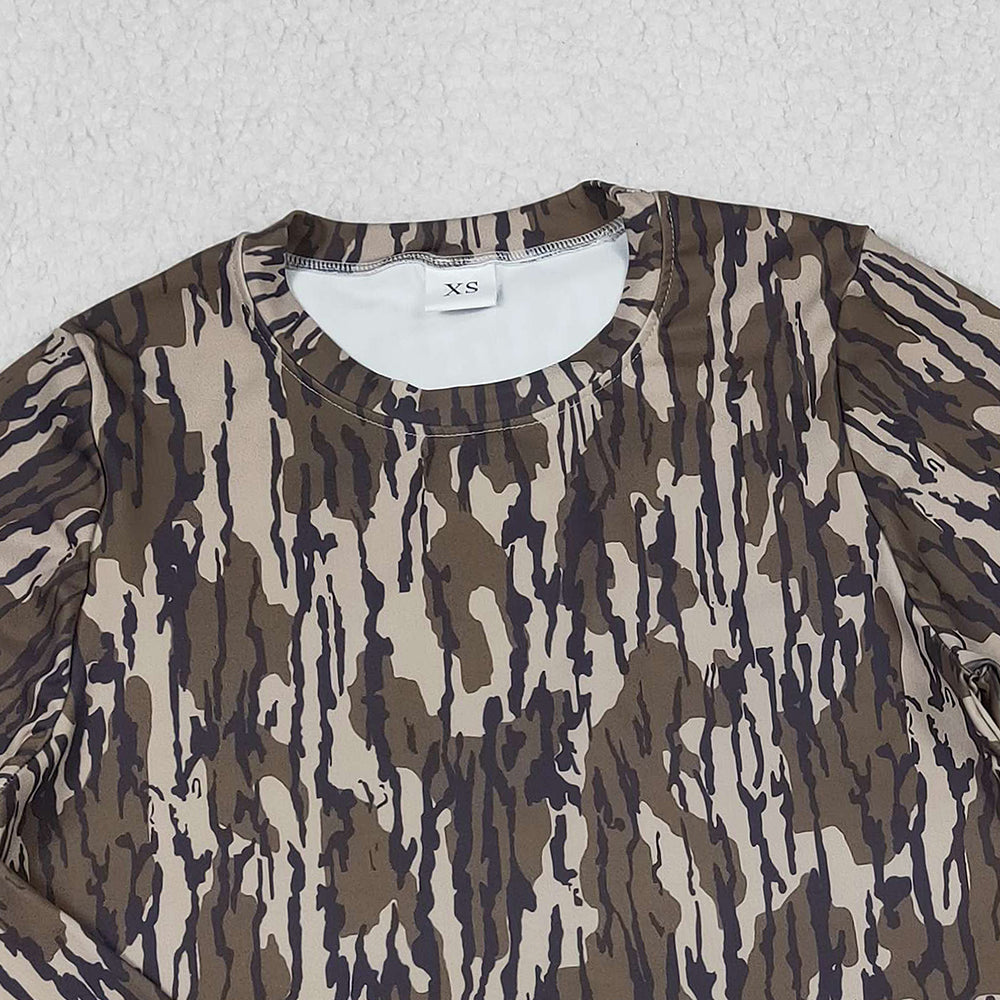 10.10 RTS NO MOQ (In stock)GT1123 Adult Women Olive Camo Long Sleeves Yoga Active Tee Shirts Top