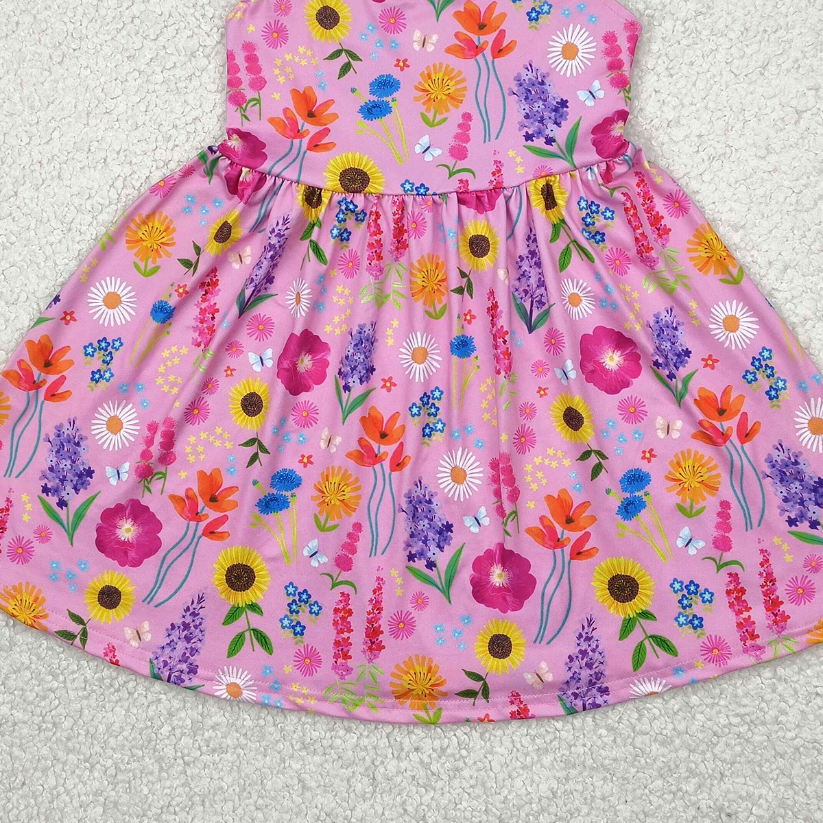 4.17 GSD2208 RTS NO MOQ Baby Girls Summer Dress baby girl clothes floral flying sleeve dress