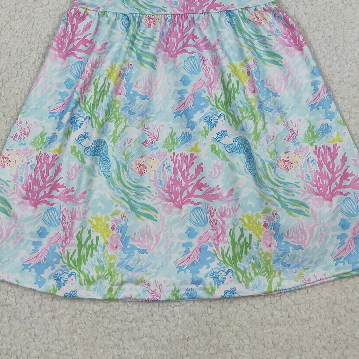 3.24 RTS NO MOQ (In stock)GSD3665 Kids Fashion Clothes Baby Girls Sleeveless Colorful Sea Plants Floral Knee Length Dresses