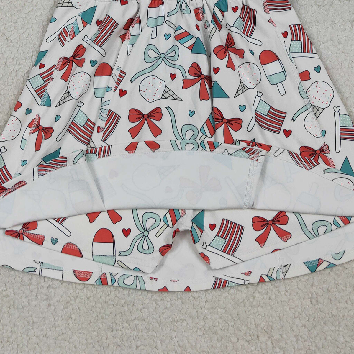 3.31 RTS NO MOQ (In stock) GSD3750 Sleeveless popsicle bow flag girls 4th of july athletic dress