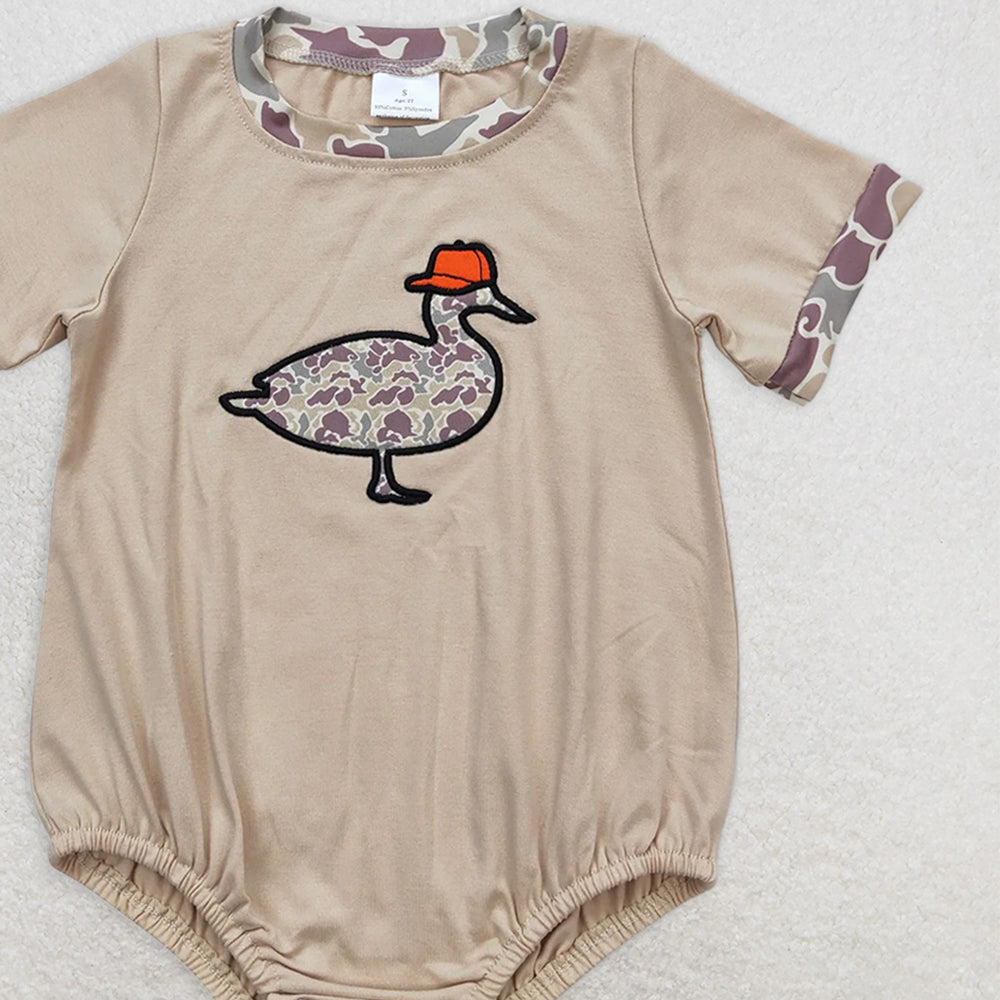 USA Shop (in stock)SR1403 RTS NO MOQ Baby Boys Summer Rompers Baby Boys Khaki Camo Duck Sibling Brother Clothes Sets