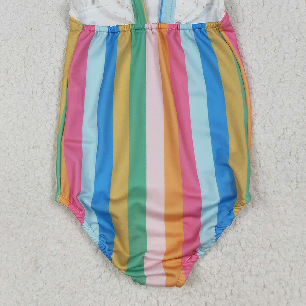 6.10 S0550 RTS NO MOQ Baby Girls Summer Swimsuits baby girl clothes colorful striped swimsuit
