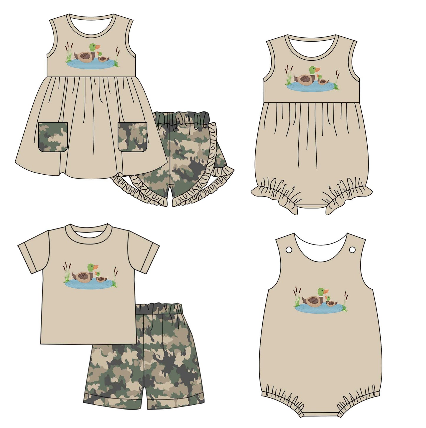 Baby Infant Boys and Girls Cute Ducks Sleeveless Rompers&Short sleeve suits preorder