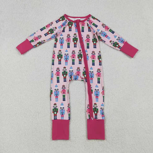 9.20 RTS Sibling Baby Boys Girls Soldiers Checked Christmas Ruffle Knee Length Dress Pajamas Sets Footie Rompers