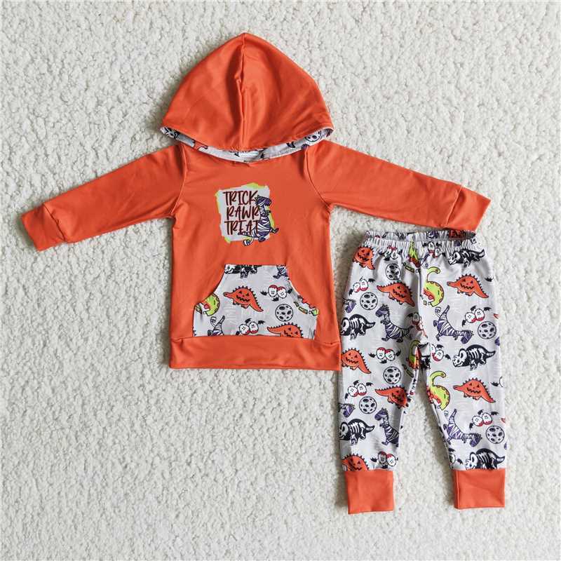 6 B9-4 Boys orange Trick winter suit with hood pocket