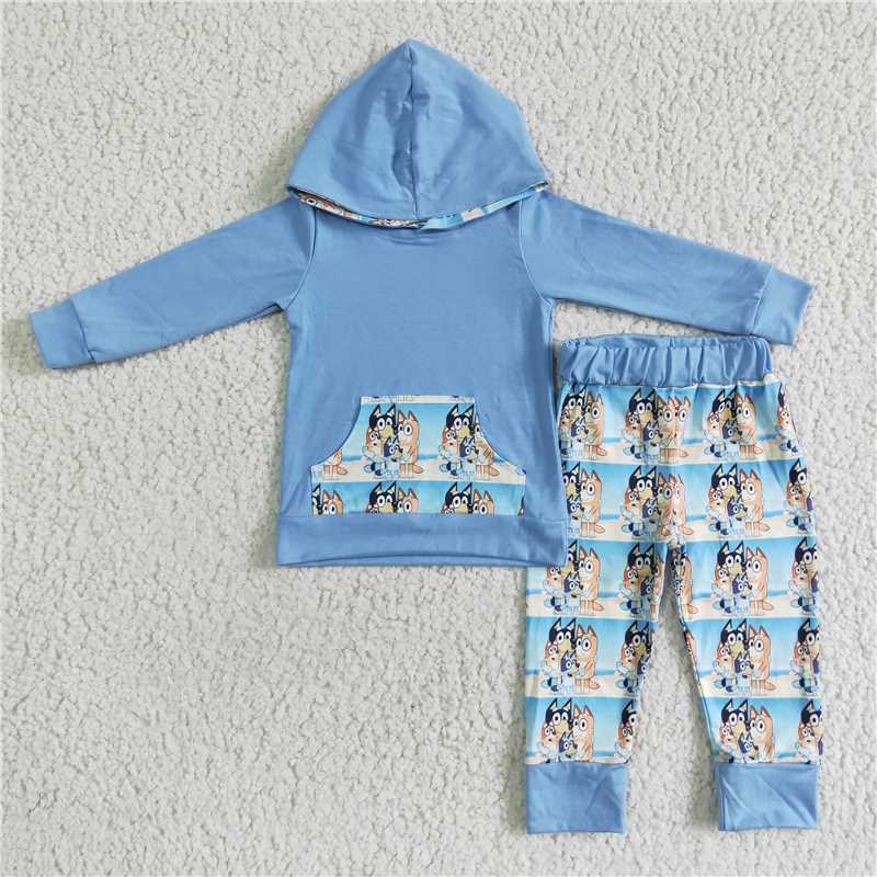 6 A2-12 Baby boys Cute dog hoodie sister boys sets