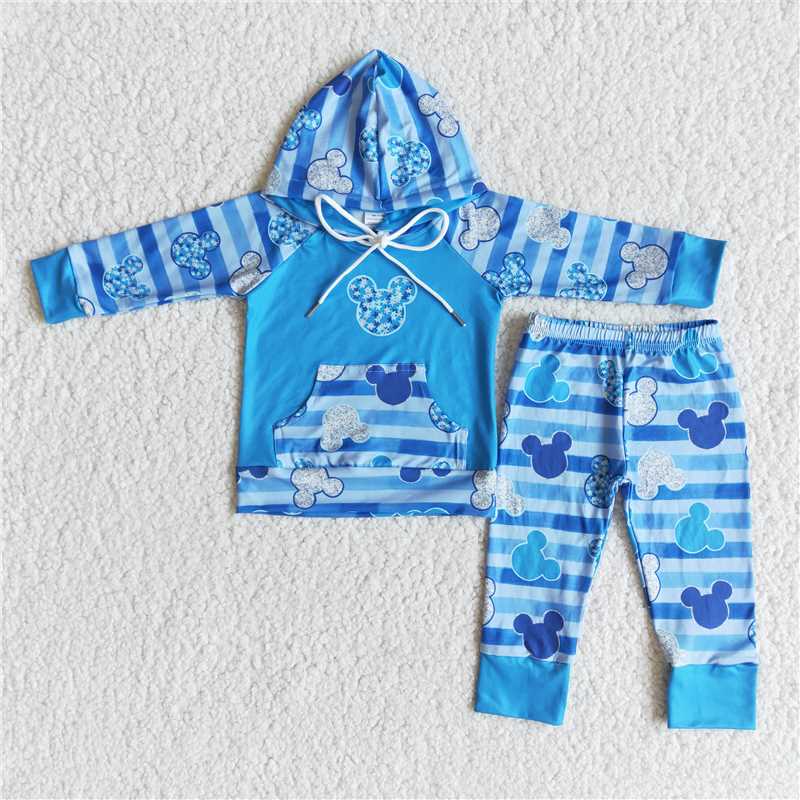 6 A27-18 Boys Mickey hooded long-sleeved pants suit