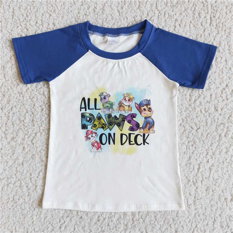 D6-2 Animal dogs boys short sleeve raglan