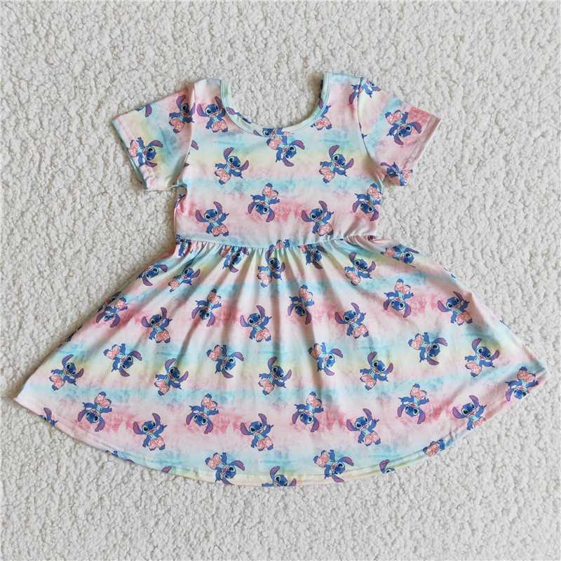 E8-17 Short sleeve cute koala print baby kids girls twirl dresses