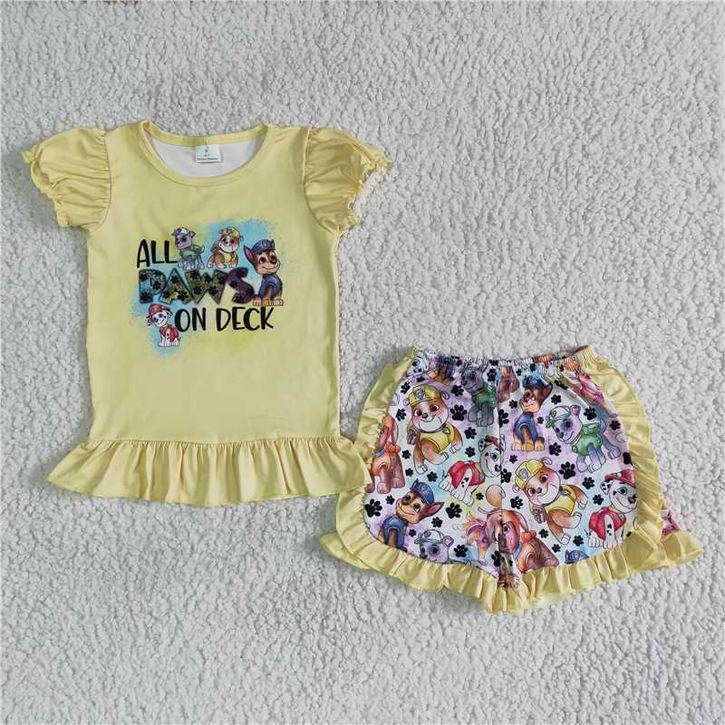 C1-28 DECK yellow short-sleeved shorts set