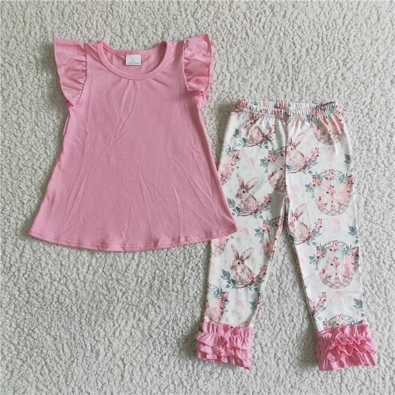 B13-28 Baby Girls Easter pink tunic icing legging pants clothing sets
