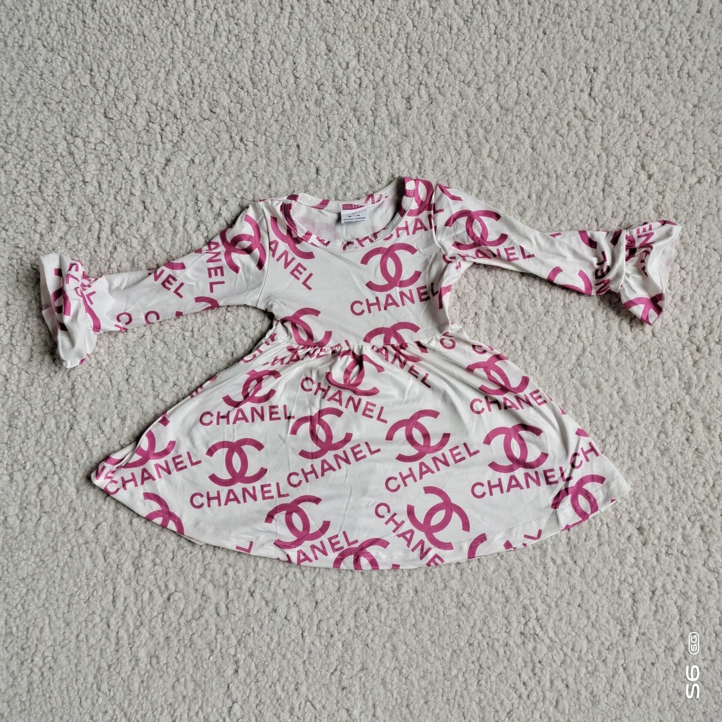 10.4 RTS NO MOQ(In stock)G3-8-8*;/ Baby Girls Winter Dress Rose pink letter long-sleeved dress