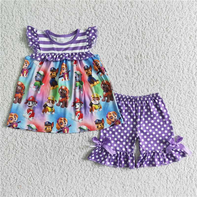 GSSO0060Purple polka dots dots baby girls cute summer outfits