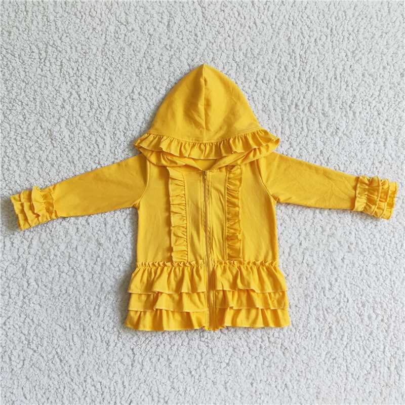 12.20 RTS NO MOQ (In stock)Matching GT0018 Baby girls ruffle mustard jackets cardigans