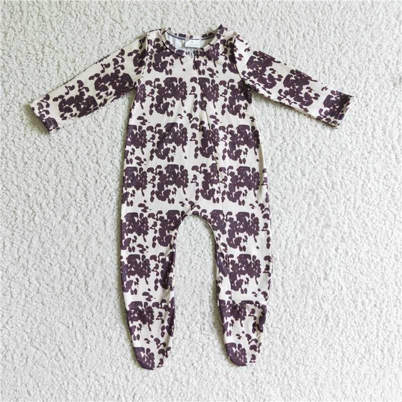Baby kids western style bull head cactus long stockings romper