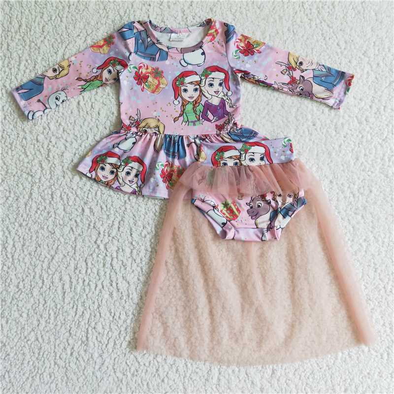 GLD0093 Baby Girls Christmas princess tutu bummie skirts sets