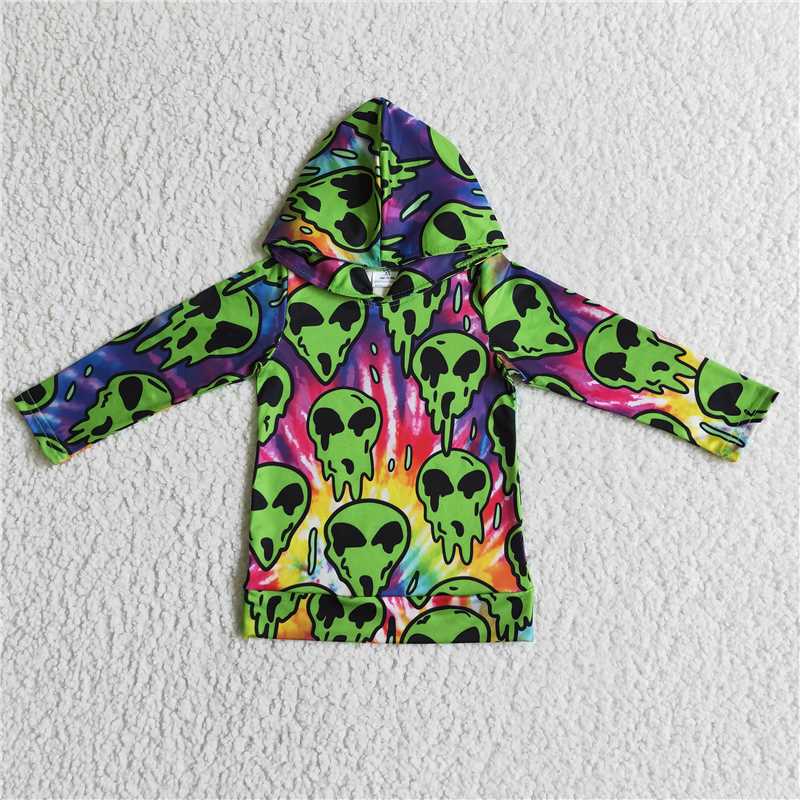 BT0049 Boys green ghost face long-sleeved top