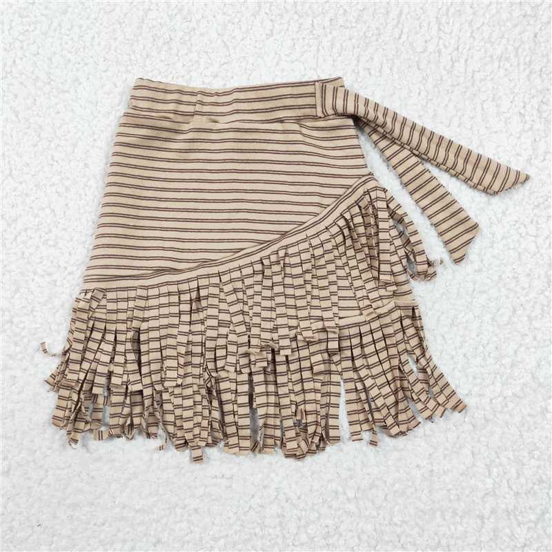 GLK0001 Baby Girls Thick fabric Stripe Tassel Ruffle Skirts
