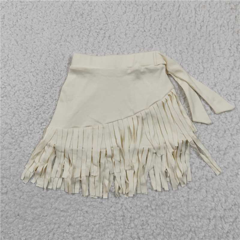 GLK0002 Baby Girls Thick fabric White Tassel Ruffle Skirts