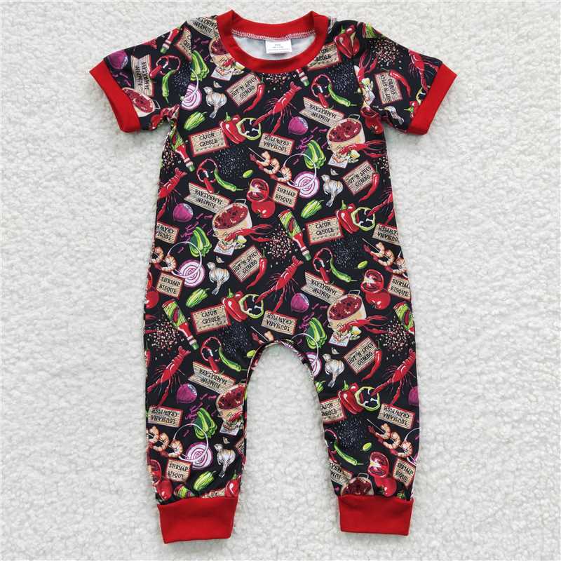 SR0206 Baby Boys Lobster Short Sleeve Rompers