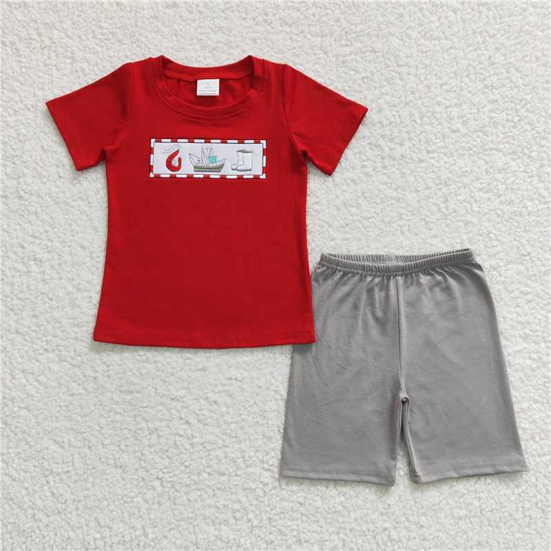 BSSO0144 Baby Boys Lobster Boats Summer Shorts Sets