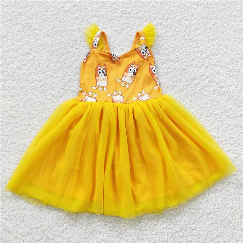GSD0356 Baby Girls Orange Dog Tutu Knee Length Dresses