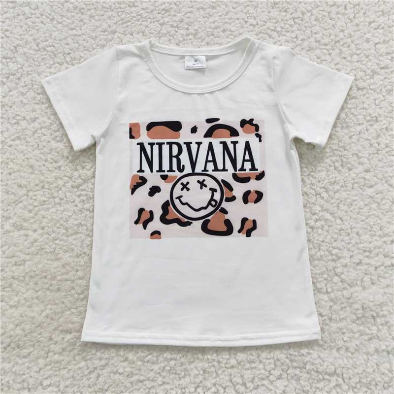 GT0230 Short sleeves leopard smile baby kids shirt