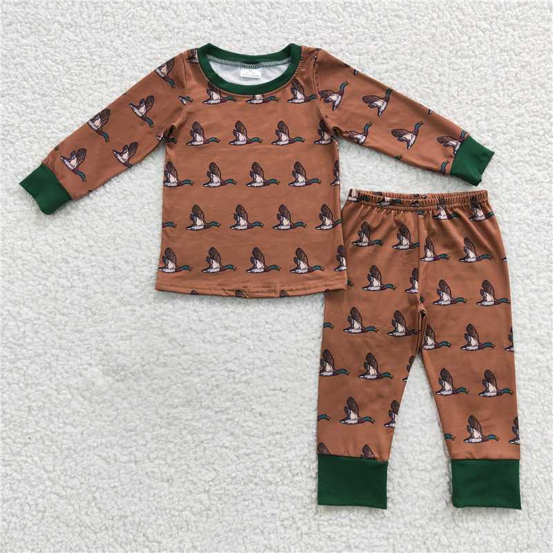 BLP0265Duck long sleeves baby kids hunting pajamas