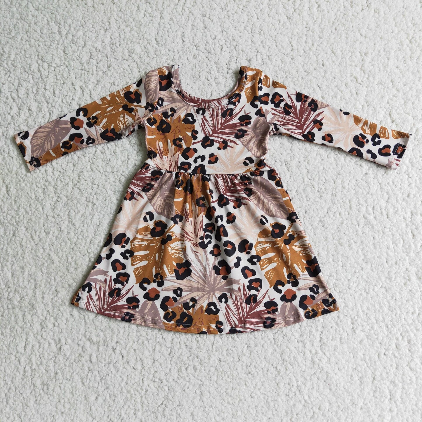 6 B7-3 Girls Leaf leopard dresses