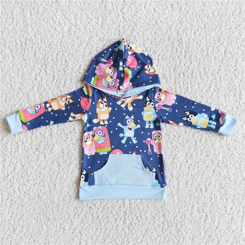 6 B2-31 Bluey Boys Long Sleeve Hoodie with Pockets