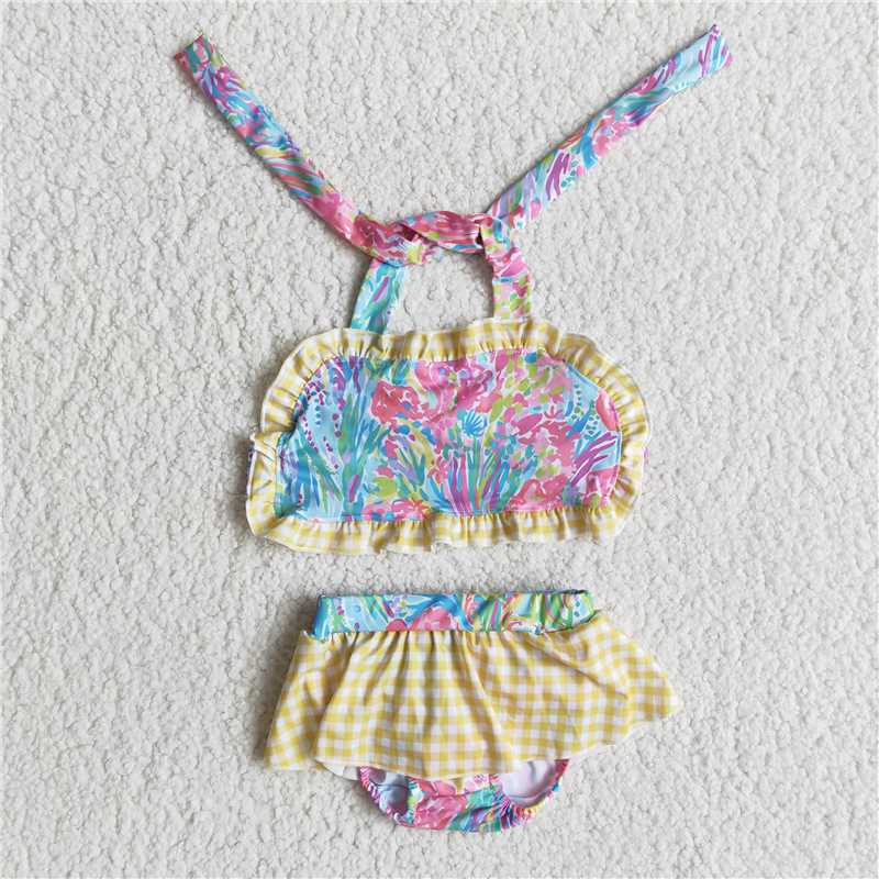 E10-20 Baby Girls floral summer 2pcs bikini swimsuits