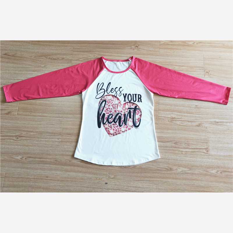 6 A30-2 Baby girls bless your heart valentines raglan(mommy and me)