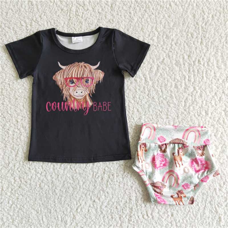 B5-10 Baby girls summer red dots cartoon bummie sets