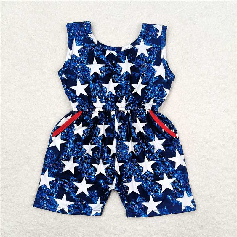 SR0028 Baby girls 4th of July star blue