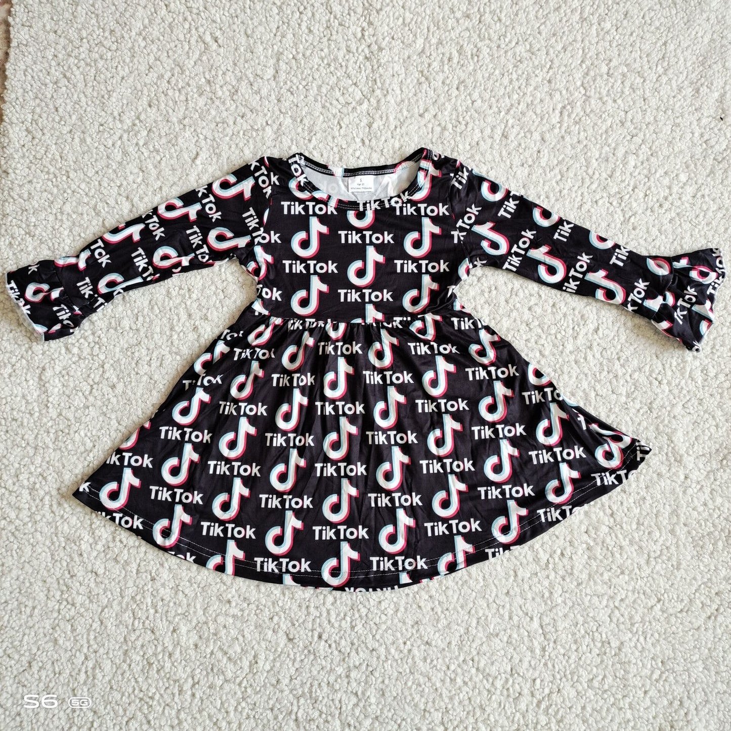 10.10 RTS NO MOQ(In stock)G2-24-6**; Baby Girls Winter Dress Douyin black long-sleeved dress