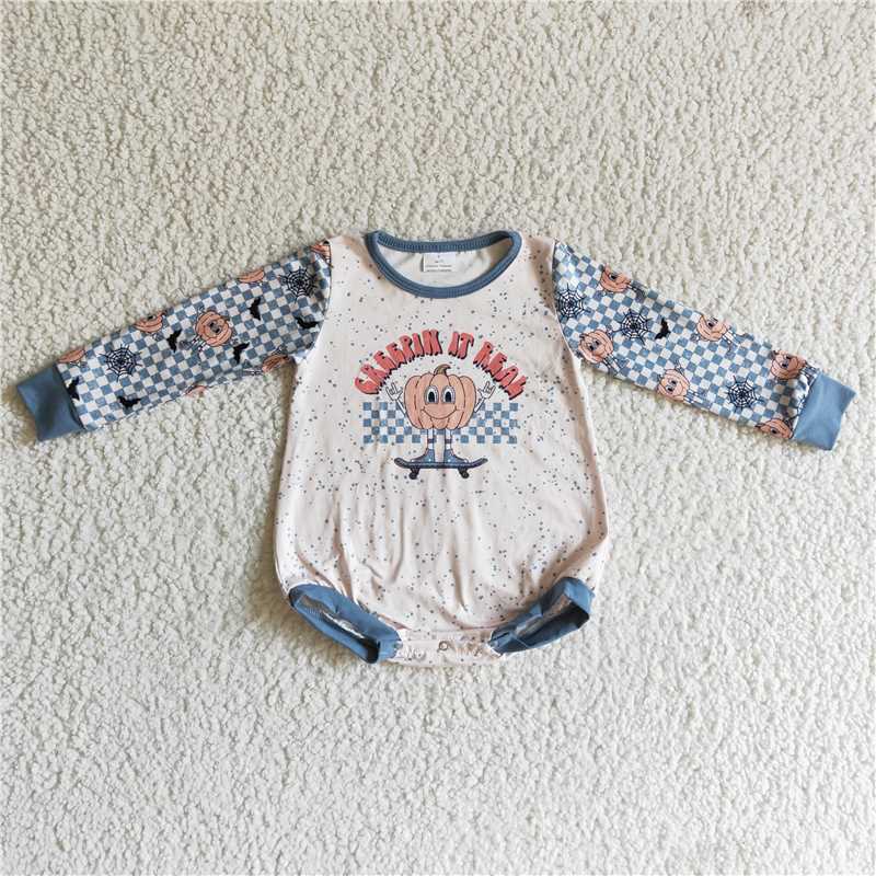 RTS LR0087 Skateboard Pumpkin Long Sleeve Bodysuit