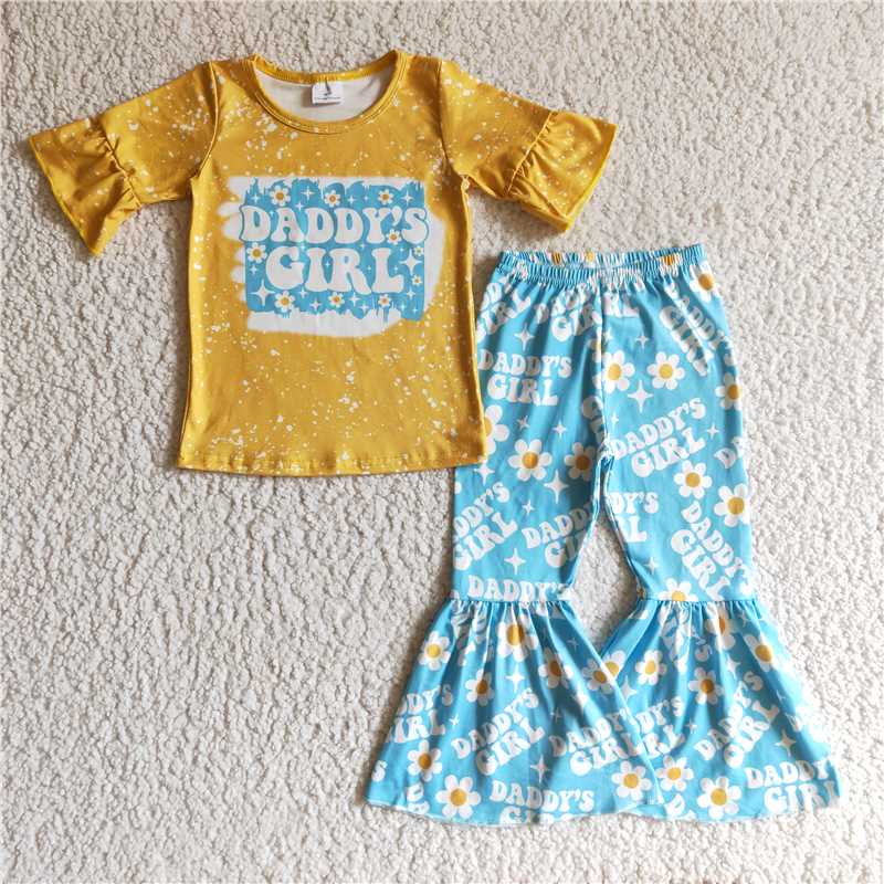 GSPO0197 DADDYS GIRL yellow short-sleeved trousers suit
