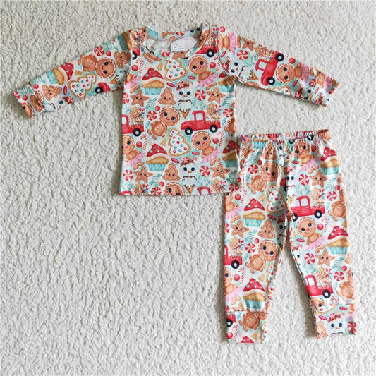 BLP0092Gingerbread cake snacks girls Christmas pajamas