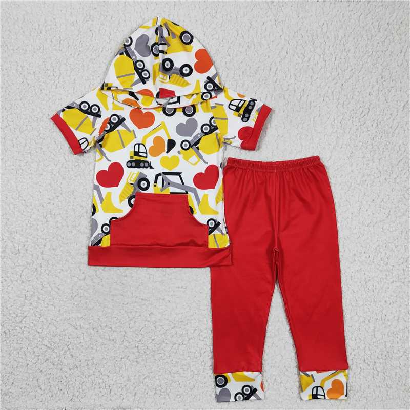 BSPO0050 Baby Boys Valentines Tractor Pants sets