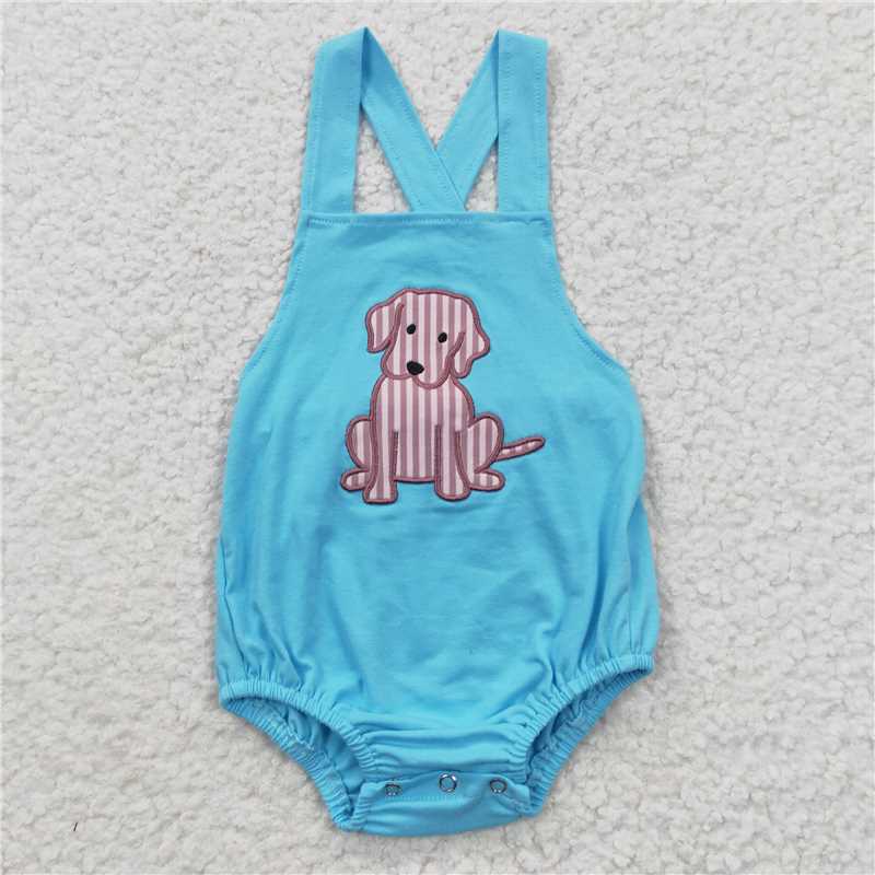 SR0311 Baby Boys Dog Summer Bubble Rompers