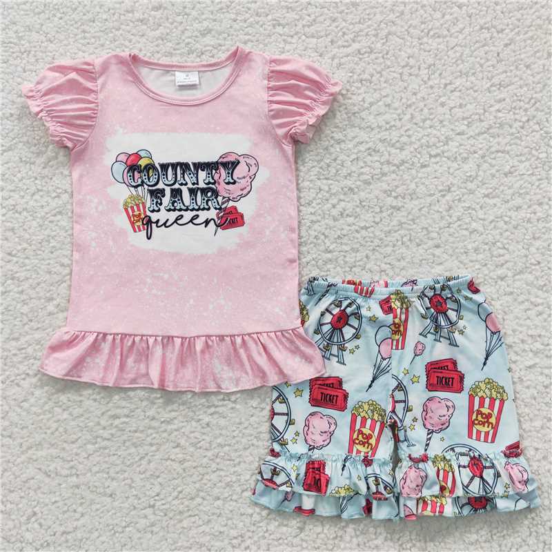 GSSO0260 COUNTY popcorn Ferris wheel short-sleeved shorts set