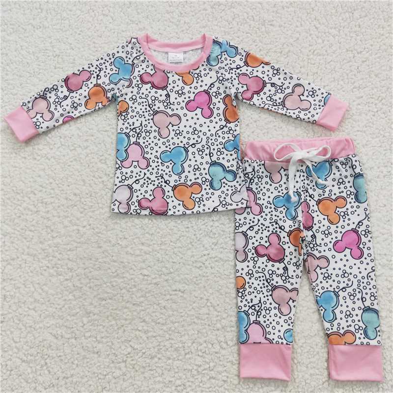GLP0437Mouse balloon long sleeves baby girls pajamas