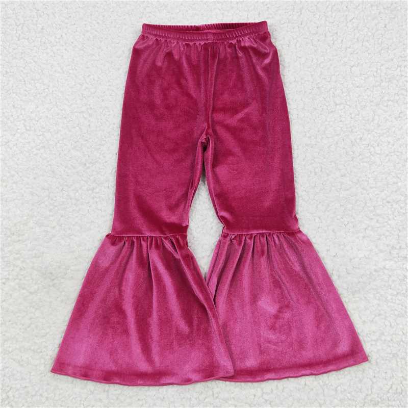 P0224 Baby Girls Hotpink Velvet Bell Pants