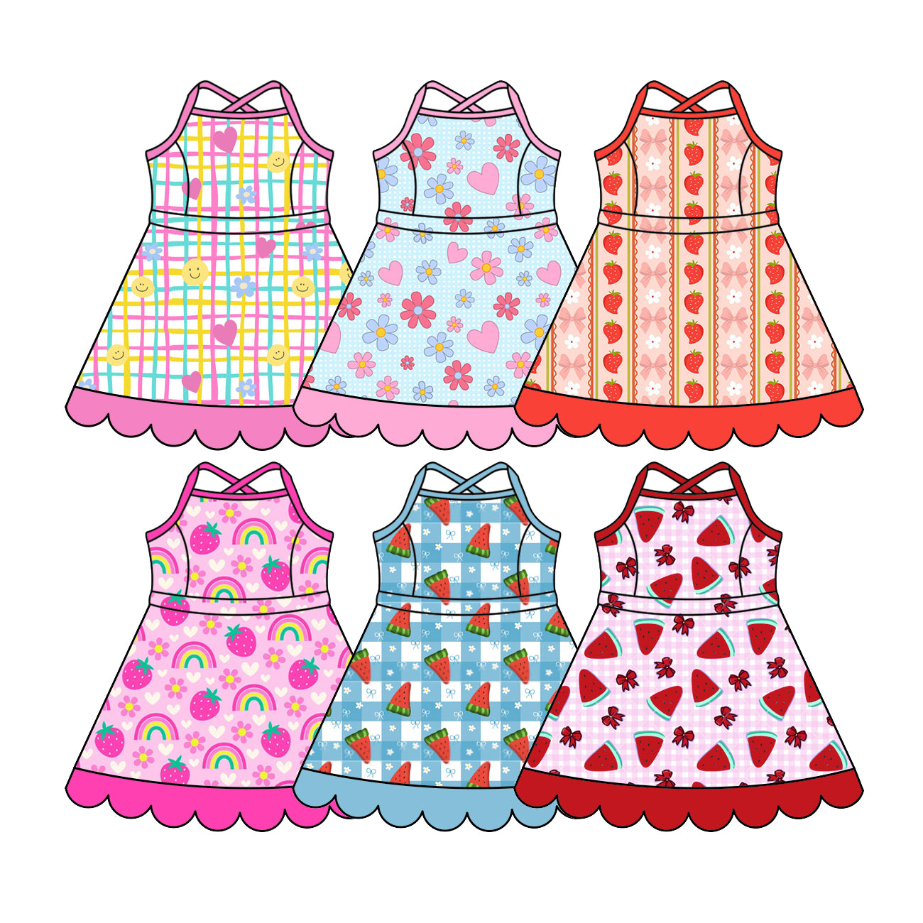 CUSTOM MOQ 5 Sibling Baby Girls 6 Colors Knit Knee Length Active Wear Athletic Dresses