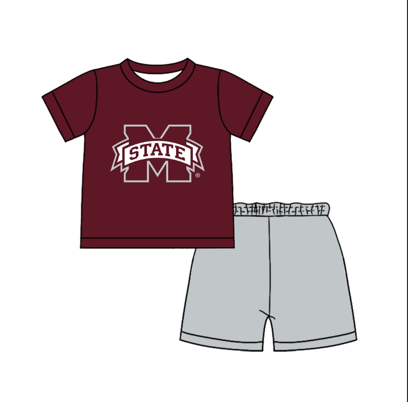 CUSTOM MOQ 5 Cute Comfortable Clothing For Boys Baby Boys Summer Red State Top Shorts Clothes Sets